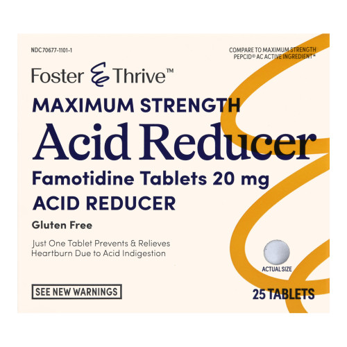 Foster & Thrive Maximum Strength Acid Reducer, Famotidine, 20 mg Strength, 25 Tablets per Box, Box of 25