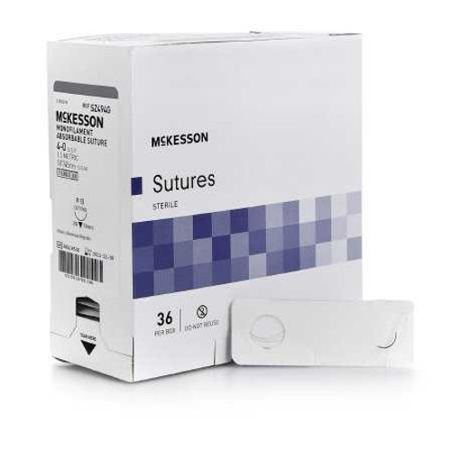 Absorbable Suture with Needle McKesson Monofilament P-13 3/8 Circle Precision Reverse Cutting Needle Size 4 - 0 Monofilament SZ494G Box of 1 SZ494G McKesson 1034545_BX