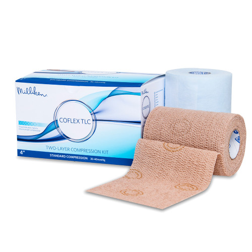 CoFlex TLC LITE with Indicators 2-Layer Compression Bandage System, 4'' x 3.4 yd / 4'' x 5.1 yd, Self-Adherent with Pull On Closure, NonSterile, Kit of 1