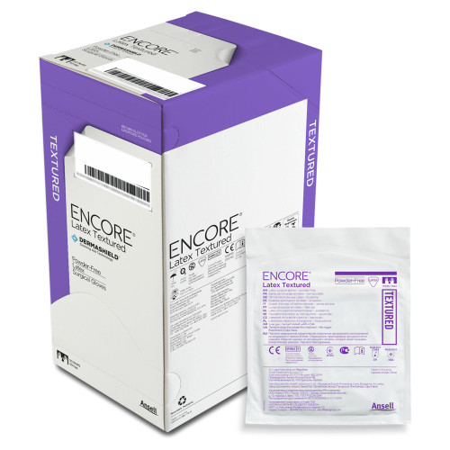 ENCORE Latex Textured Surgical Glove Size 6.5 Sterile Latex Standard Cuff Length Fully Textured Ivory Chemo Tested, 5785002, Case of 200
