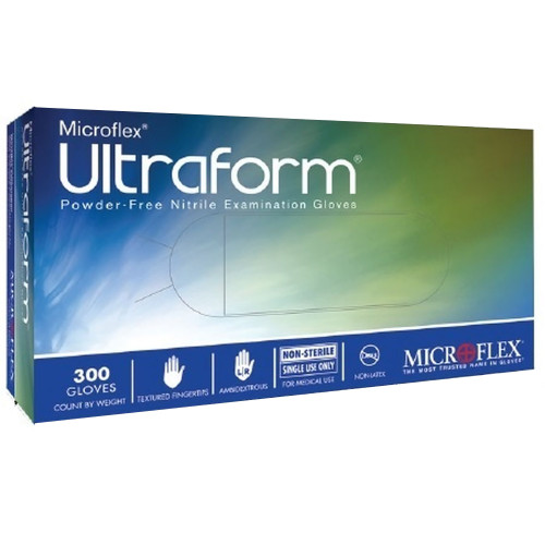 Ultraform Exam Glove Small NonSterile Nitrile Standard Cuff Length Textured Fingertips Blue Not Rated, UF-524-S, Box of 300