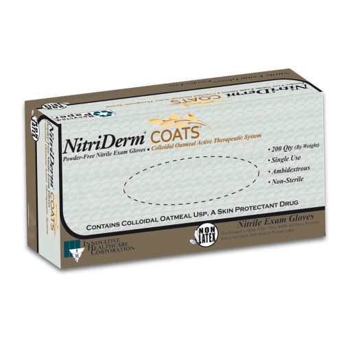 NitriDerm COATS Exam Glove Medium NonSterile Nitrile Standard Cuff Length Fully Textured White Chemo Tested, 125202, Case of 2000