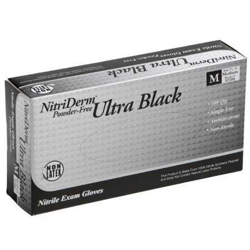 Exam Glove NitriDerm® Ultra Black Medium NonSterile Nitrile Standard Cuff Length Textured Fingertips Black Chemo Tested / Fentanyl Tested 187200 Box of 100 187200 NitriDerm® Ultra Black 874674_BX