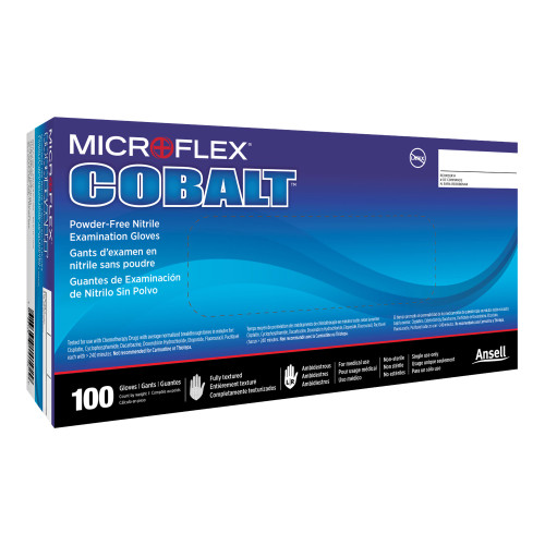 MICROFLEX Cobalt Exam Glove X-Large NonSterile Nitrile Standard Cuff Length Fully Textured Blue Not Rated, N194, Box of 100