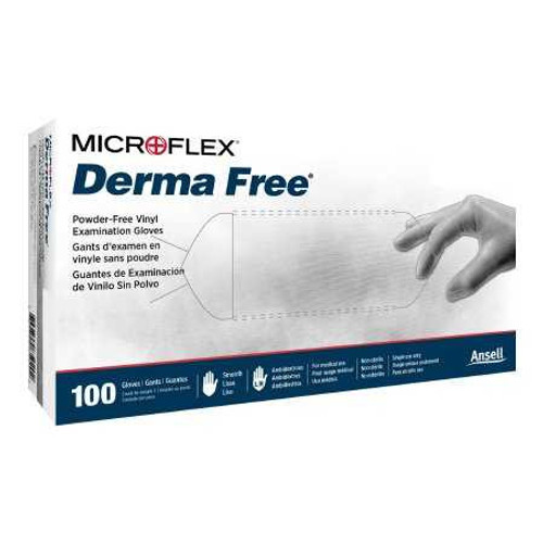 Exam Glove Derma Free™ X-Large NonSterile Vinyl Standard Cuff Length Smooth Clear Not Rated DF-850-XL Box of 100 DF-850-XL Derma Free™ 917990_BX Exam Glove Derma Free™ X-Large NonSterile Vinyl Standard Cuff Length Smooth Clear Not Rated DF-850-XL Box of 100 DF-850-XL Derma Free™ 917990_BX