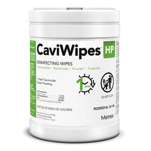 CaviWipes HP Surface Disinfectant Cleaner Peroxide Based Manual Pull Wipe 160 Count Canister Scented NonSterile, 16-1100, Case of 12