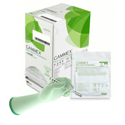 GAMMEX Non-Latex PI Underglove Surgical Underglove Size 6 Sterile Polyisoprene Standard Cuff Length Micro-Textured Green Chemo Tested, 20687260, Box of 50