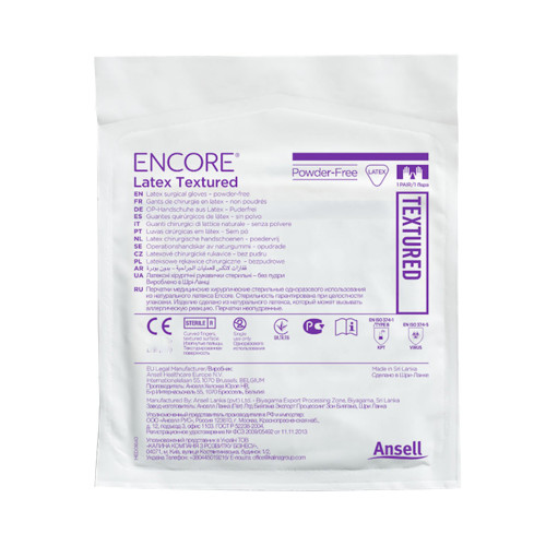 ENCORE Latex Textured Surgical Glove Size 6 Sterile Latex Standard Cuff Length Fully Textured Ivory Chemo Tested, 5785001, Pair of 1