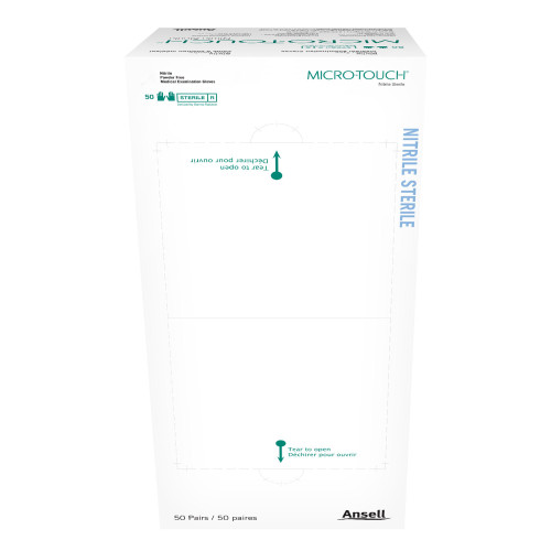 Micro-Touch Exam Glove Small Sterile Pair Nitrile Extended Cuff Length Textured Fingertips Blue Chemo Tested, 6034151, Box of 1