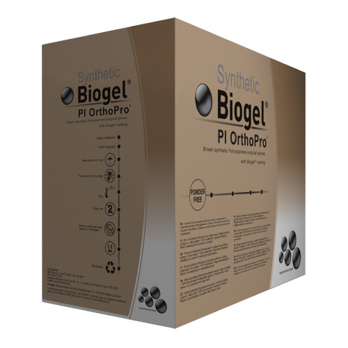 Biogel PI OrthoPro Surgical Glove Size 8 Sterile Polyisoprene Standard Cuff Length Micro-Textured Brown Not Chemo Approved, 47680, Case of 160