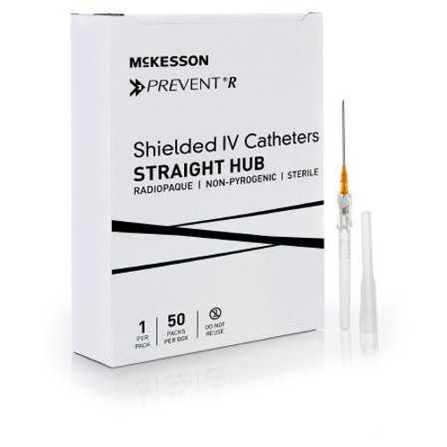 Peripheral IV Catheter McKesson Prevent® R 14 Gauge 1.75 Inch Button Retracting Safety Needle 380267 Case of 200 380267 McKesson Prevent® R 1169910_CS