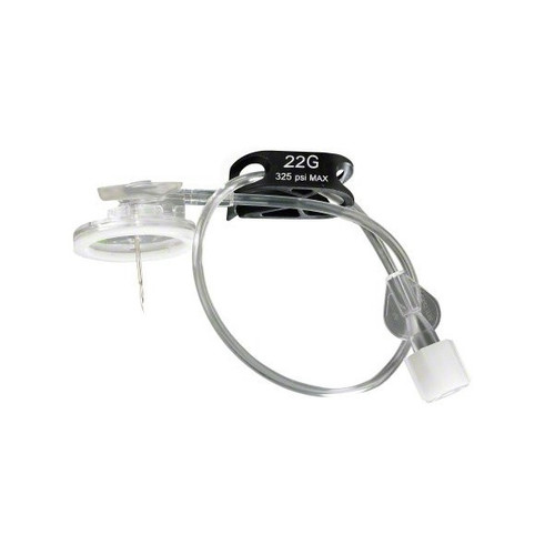 Surecan Safety II Huber Needle Infusion Set 22 Gauge 3/5 Inch 7-1/2 Inch Tubing Without Port, 4447010-02, Case of 100