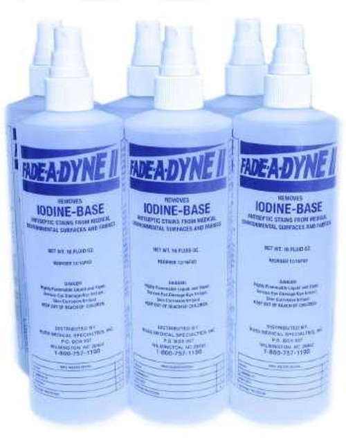 Fade-A-Dyne II® Iodine Stain Remover Alcohol Based Pump Spray Liquid 16 oz. Bottle Alcohol Scent NonSterile 6/16FAD II Case of 6 6/16FAD II Fade-A-Dyne II® 971413_CS