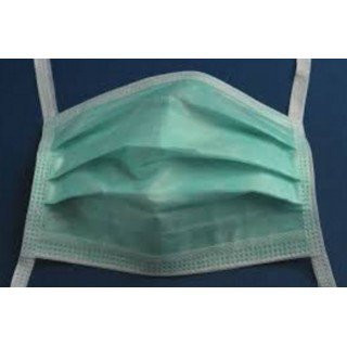 Surgical Mask Cardinal Health Anti-fog Adhesive Pleated Tie Closure One Size Green Nonsterile ASTM Level 1 Adult AT73835 Case of 300