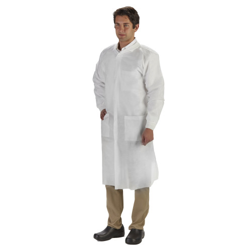 Lab Coat LabMates White M Knee Length Nonwoven 85173 Case of 50