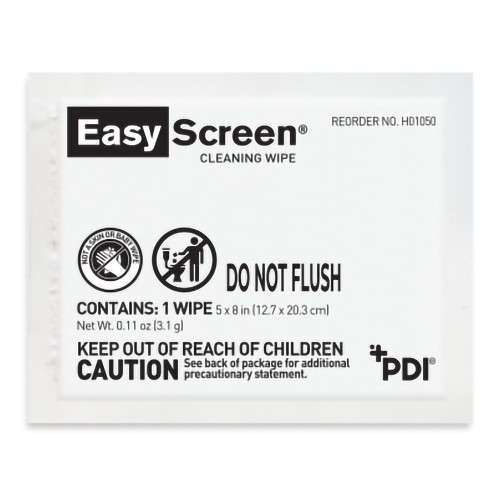 Easy Screen Surface Cleaner Premoistened Alcohol Based Manual Pull Wipe 50 Count Individual Packet Alcohol Scent NonSterile, H01050, Box of 50