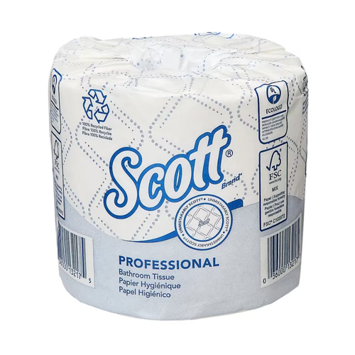 Toilet Tissue Scott® White 2-Ply Standard Size Cored Roll 473 Sheets 4 x 4 Inch 13217 Case of 80