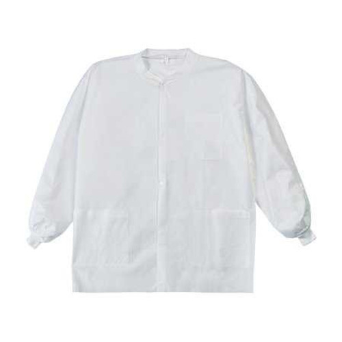 Lab Jacket LabMates® White Large Hip Length Nonwoven Disposable 85185 Case of 50 85185 LabMates® 1149947_CS