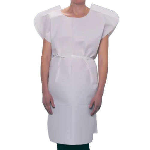 Patient Exam Gown TIDI Medium White Disposable 910416 Case of 50