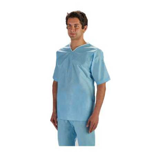 Scrub Shirt Medium Light Blue Without Pockets Short Sleeve Unisex 62487 Case of 30 62487 Graham Medical Products 947419_CS