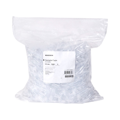 McKesson Sample Cup 0.5 mL, Clear, 13.55 x 24.50 mm, Without Caps 177-110021 Bag of 1000