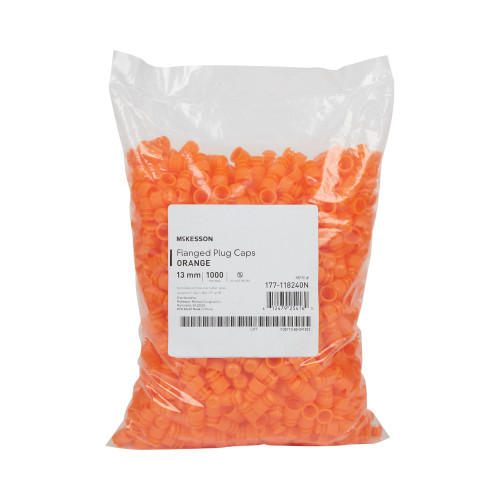McKesson Tube Closure Flanged Plug Cap Orange 13 mm, NonSterile, 177-118240N, Bag of 1000