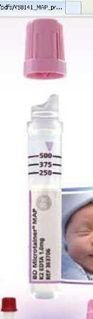 BD Microtainer® MAP Capillary Blood Collection Tube K2 EDTA Additive 250 µL to 500 µL BD Microgard™ Closure Plastic Tube 363706 Case of 200 363706 BD Microtainer® MAP 719201_CS