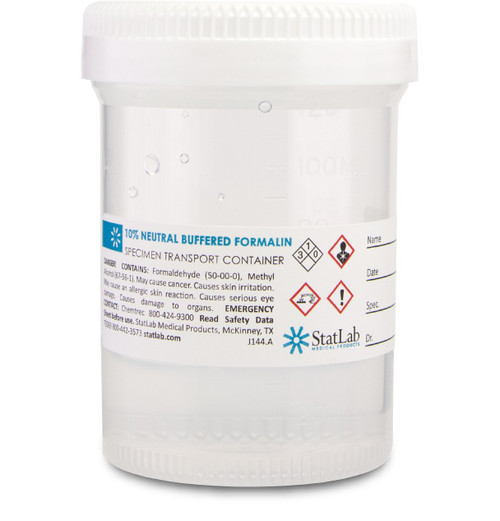 Prefilled Formalin Container StatClick 60 mL, Fill in 120 mL, (4 oz.) Screw Cap, NonSterile NB0460, Case of 96