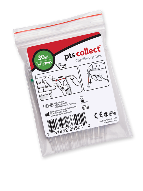 PTS Diagnostics Capillary Blood Collection Tube Plain 30 Without Closure Glass Tube 2865, Bag of 25