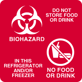 Magnetic Sign Caution Do Not Store Food Or Drink Biohazard in The Refrigerator and Or Freezer No Food No Drink, ULBH701, Pack of 1