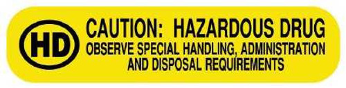 Pre-Printed Label UAL™ Warning Label Yellow Paper Caution: Hazardous Drug Black Syringe Label 3/8 x 1-5/8 Inch ULRXA1701 Roll of 1000 ULRXA1701 UAL™ 1142129_RL