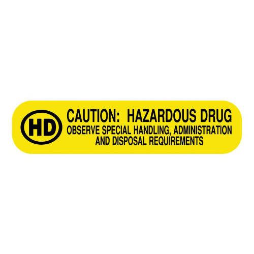 UAL Pre-Printed Label Caution Label Yellow Paper Caution: Hazardous Drug Black Biohazard 3/8 X 1-5/8 Inch, ULRXA1701, Roll of 1000