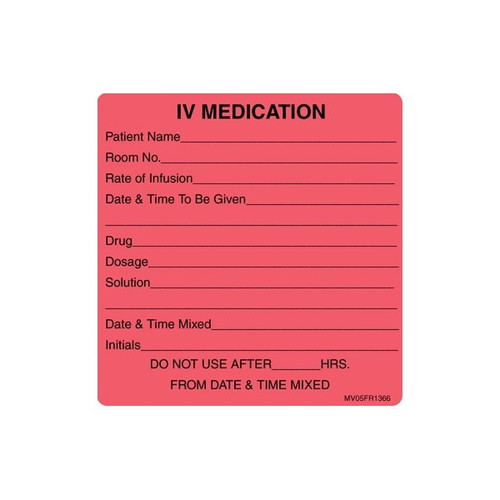 MedVision Pre-Printed Biohazard Label Anesthesia, Fluorescent Red, 2-7/16 x 2.5 in, MV05FR1366, Roll of 1