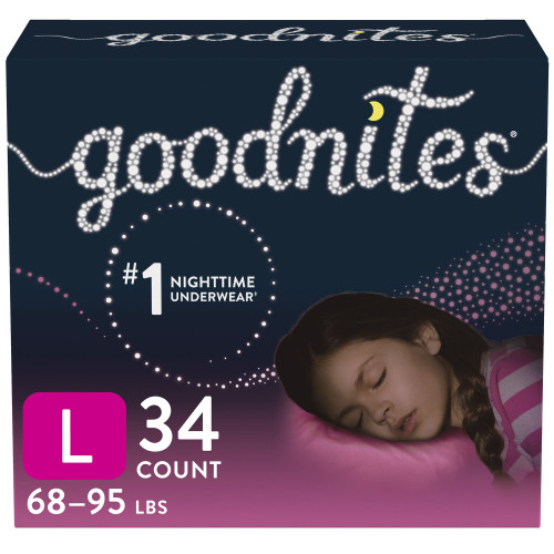 GoodNites Female Youth Absorbent Underwear Pull On with Tear Away Seams Large Disposable Heavy Absorbency, 53361, Case of 34