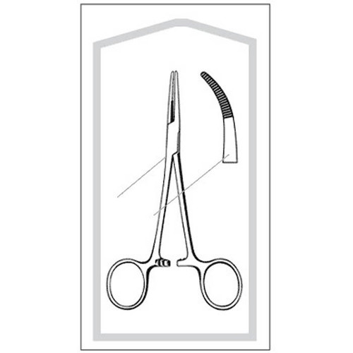 Hemostatic Forceps Econo Kelly 5-1/2 Inch Length Floor Grade Pakistan Stainless Steel Sterile Ratchet Lock Finger Ring Handle Curved Serrated Tip 96-2563 Pack of 1