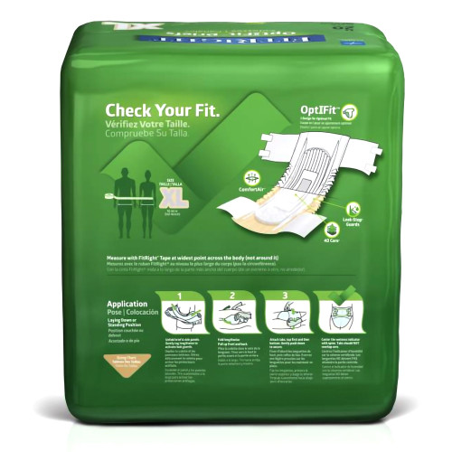 FitRight Plus Incontinence Brief Adult X-Large Unisex Disposable Moderate Absorbency, FITPLUSXLG, Bag of 20