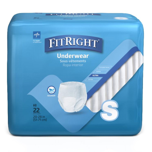 FitRight Classic Absorbent Underwear Pull On with Tear Away Seams Small Unisex Disposable Moderate Absorbency, MSC23000, Bag of 1