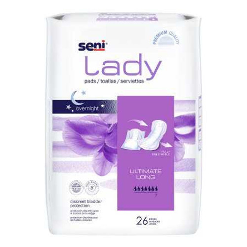 Bladder Control Pad Seni® Lady Ultimate 16-1/2 Inch Length Heavy Absorbency Superabsorbant Core One Size S-7P26-PS1 Case of 208 S-7P26-PS1 Seni® Lady Ultimate 1222539_CS