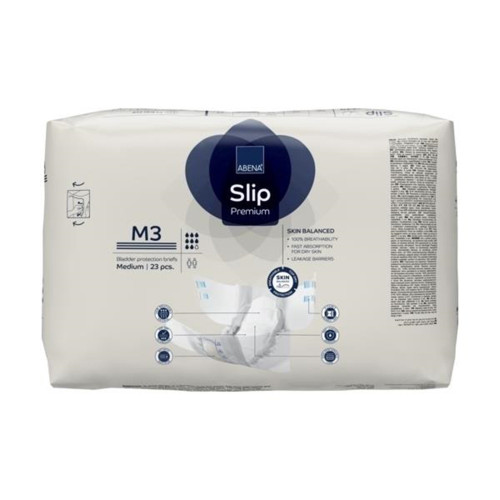 Abena Slip Premium M3 Incontinence Brief Adult Medium Unisex Disposable Heavy Absorbency, 1000021286, Pack of 23