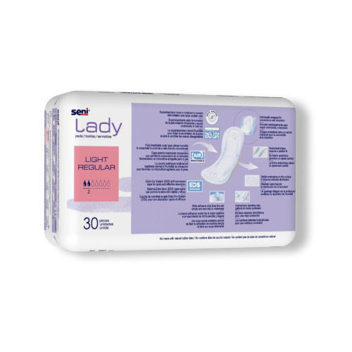 Seni Lady Light Bladder Control Pad 8.9 Inch Length Light Absorbency Super Absorbent Core One Size Fits Most, S-2P30-PS1, Pack of 30
