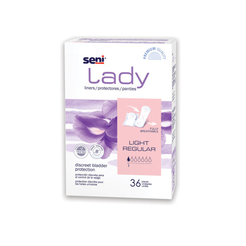 Seni Lady Light Bladder Control Pad 7.3 Inch Length Light Absorbency Super Absorbent Core One Size Fits Most, S-1L36-PS1, Pack of 36