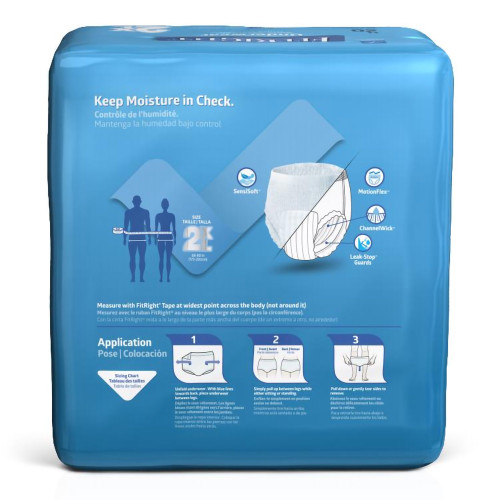 FitRight Bariatric Absorbent Underwear Pull On with Tear Away Seams Adult 2X-Large Unisex Disposable Heavy Absorbency, FIT700A, Case of 80