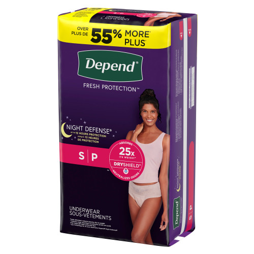 Depend Night Defense Absorbent Underwear Waistband Style Adult Small Female Disposable Heavy Absorbency, 51701, Case of 64