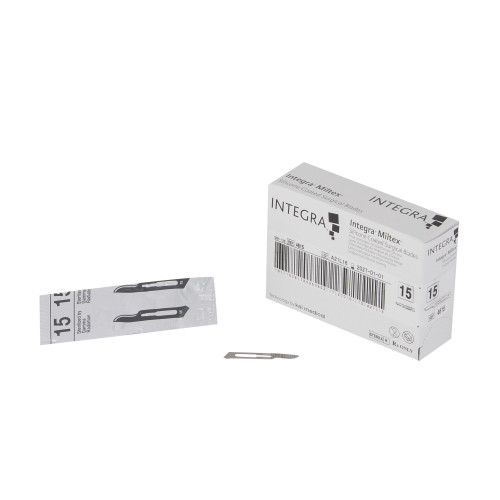 Surgical Blade Miltex Coated Stainless Steel No. 15 Sterile Disposable Individually Wrapped 4615 Box of 100