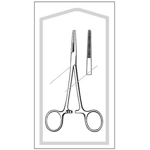 Hemostatic Forceps Econo Kelly 5-1/2 Inch Length Floor Grade Pakistan Stainless Steel Sterile Ratchet Lock Finger Ring Handle Straight Serrated Tip 96-2561 Pack of 1
