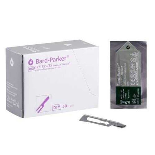 Surgical Blade Bard-Parker® SafetyLock™ Rib-Back® Carbon Steel No. 15 Sterile Disposable Individually Wrapped 371153 Box of 50 371153 Bard-Parker® SafetyLock™ Rib-Back® 213947_BX