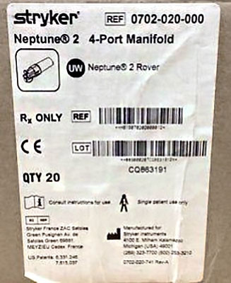 Neptune 2 Four-Port Waste Management Manifold System SKR0702020000 Pack of 20