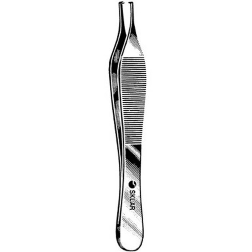 Tissue Forceps Sklar Adson 4-3/4 Inch Length OR Grade Stainless Steel NonSterile NonLocking Thumb Handle Straight Smooth Tips with 1 x 2 Teeth 50-3047 Pack of 1