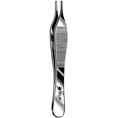 Dressing Forceps Sklar Adson-Ewald 4-3/4 Inch Length OR Grade Stainless Steel NonSterile NonLocking Thumb Handle Straight Serrated Tips 50-3147 Pack of 1