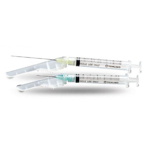 Safety Tuberculin Syringe with Needle SurGuard 1 mL 1/2 in x 27 G, Hinged Safety Needle Regular Wall SG3-01T2713 Case of 400